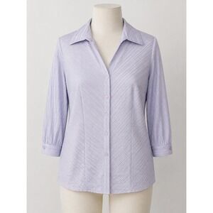 Studio 1940 Lavender Purple Textured Pleated Button Down Blouse Size 14/16
